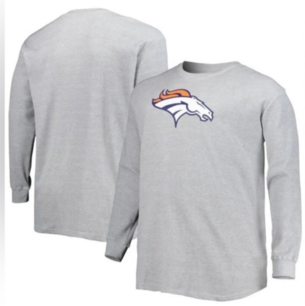 Denver Broncos Big & Tall Waffle-Knit Thermal Long Sleeve T-Shirt - Heather Gray
